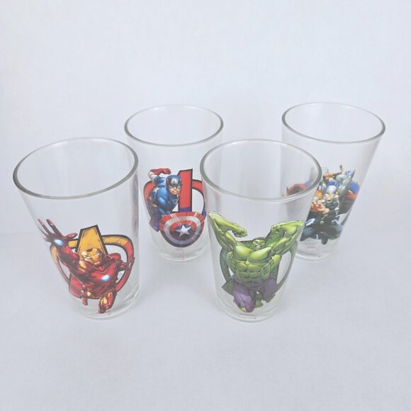 Set of 4 MARVEL AVENGERS Pint Glasses Iron Man Hulk Captain America Thor Comics - Picture 8 of 16